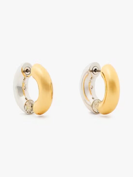 kate spade Jewelry - kate spade interlock huggies in silver gold
